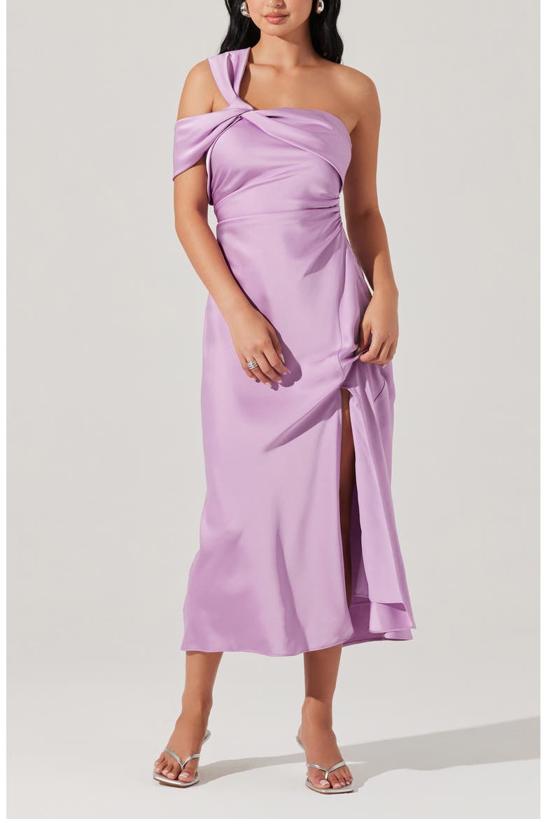 Cersei Satin Midi Dress, Alternate, color, LILAC