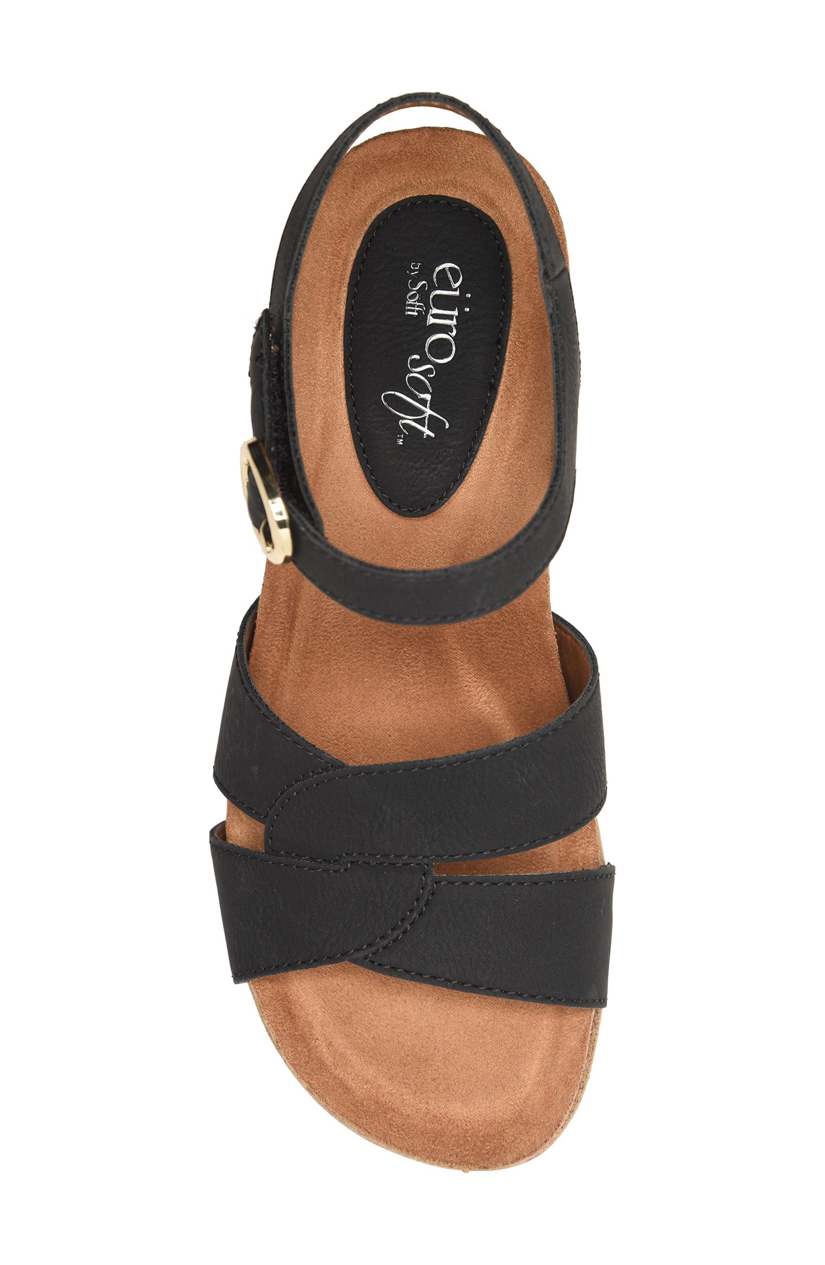 EUROSOFT Tressa Ankle Strap Wedge Sandal, Alternate, color, Black