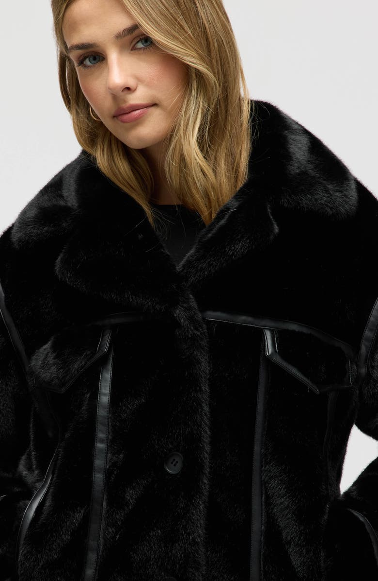 NVLT Western Faux Fur Jacket, Alternate, color, Black