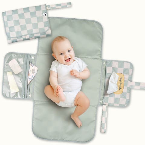 Portable/Foldable Waterproof Diaper Changing Pad with Smart Wipes Pocket