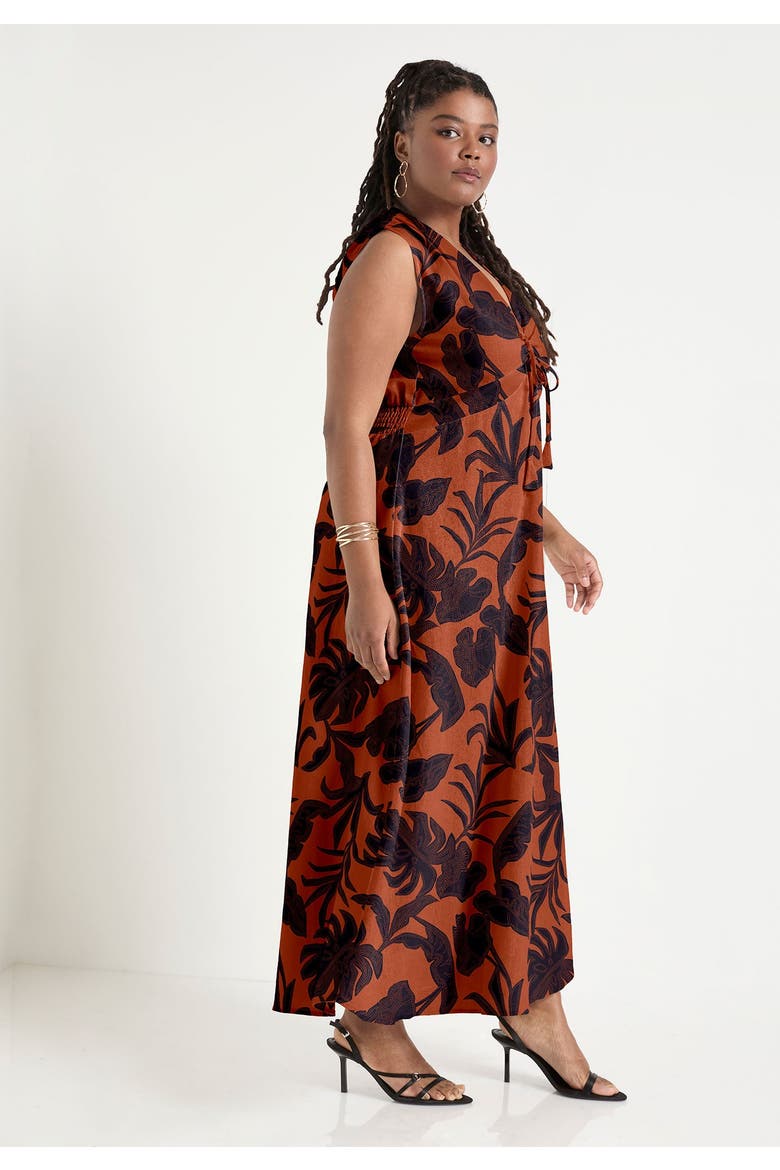 Empire Waist Midi Dress, Alternate, color, STITCHED FLORAL PICANTE