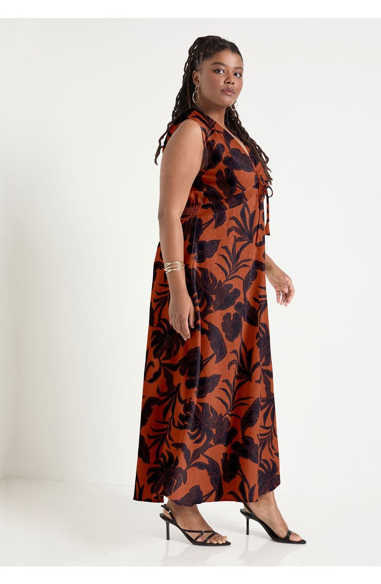 June + Vie Empire Waist Midi Dress, Alternate, color, Stitched Floral Picante