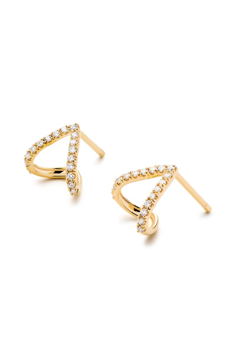 Solid Yellow Gold - Diamond Velora Huggie Studs, Alternate, color, Gold