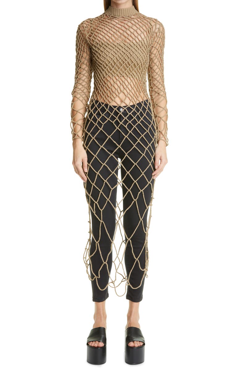 Isa Boulder Long Sleeve Melting Crochet Dress, Main, color, 