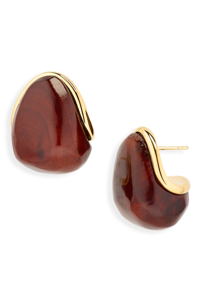 Les Mini Boucles Raisin Wooden Stud Earrings, Main, color, GOLD / BROWN 282