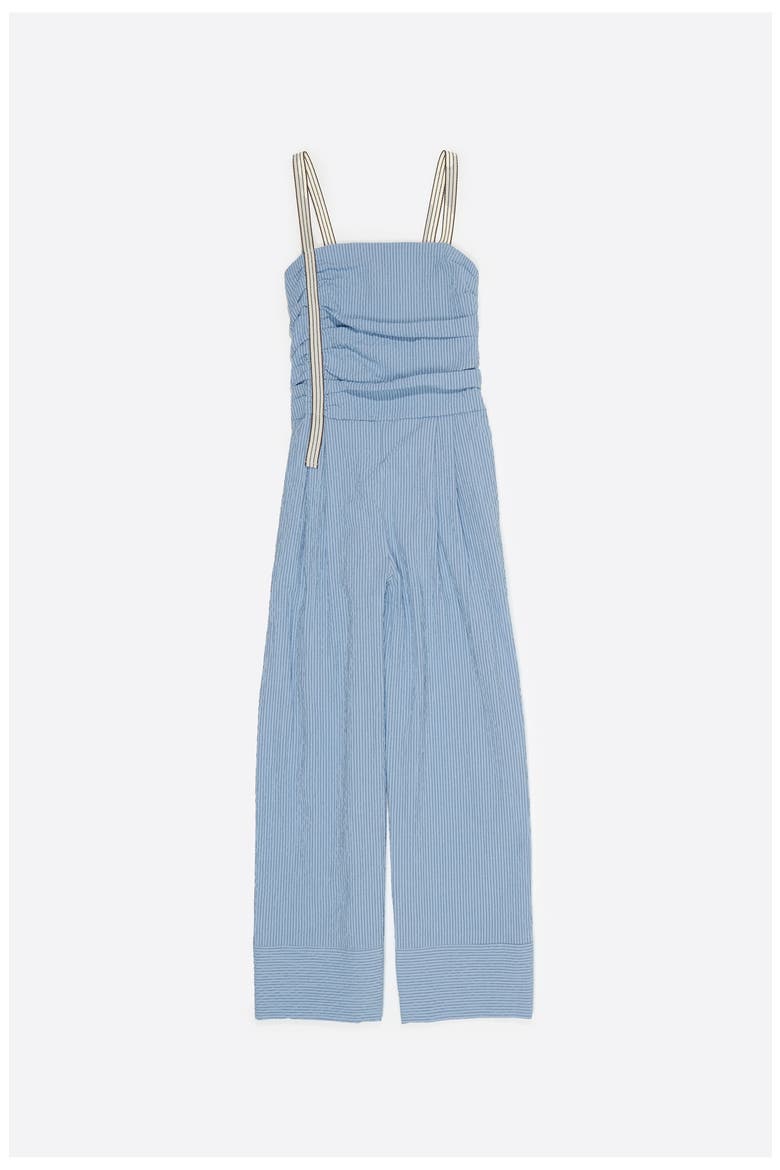 Striped Jumpsuit With Gathered Straps, Alternate, color, LIGHT BLUE