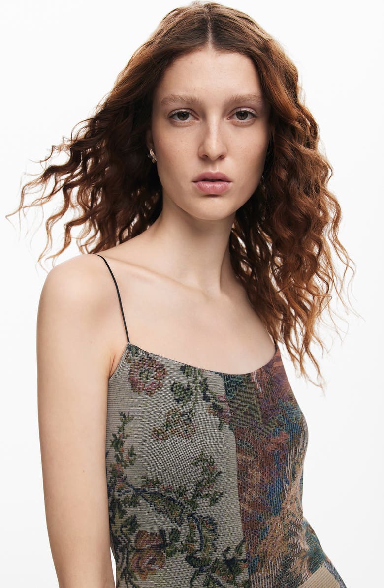 Desigual Miami Mixed Print Mesh Midi Dress, Alternate, color,