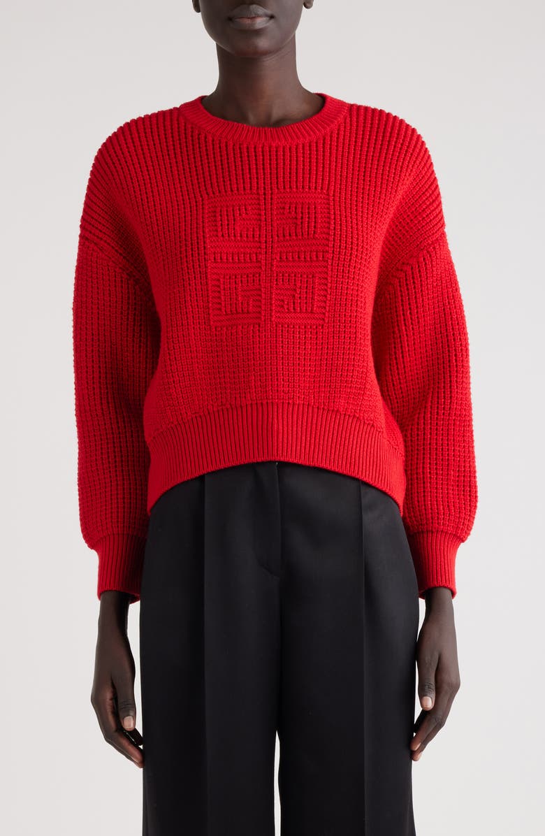 Givenchy 4G Logo Waffle Knit Wool Sweater, Main, color, 
