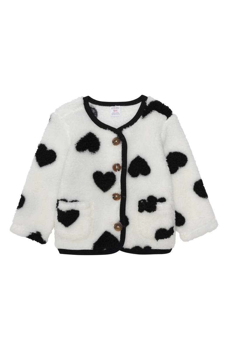 Petit Lem Fleece Jacket, Graphic Top, Leggings & Headband Set, Alternate, color, Owh Hearts