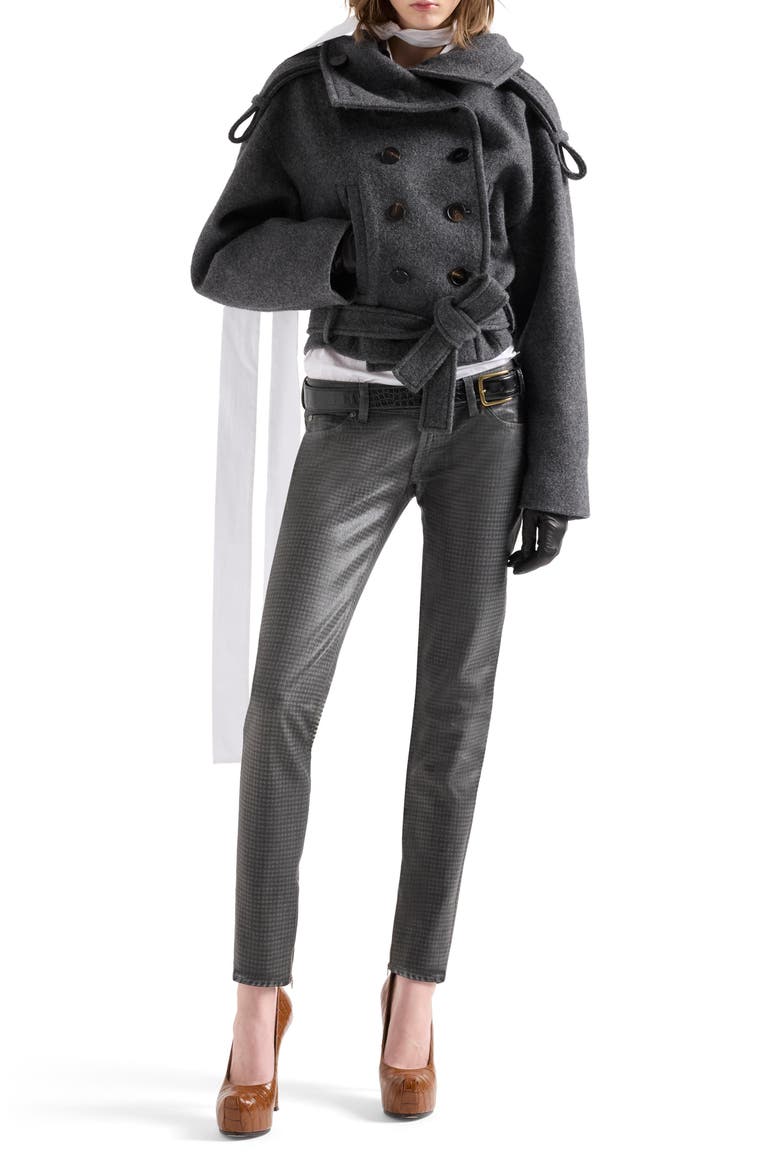 Double Breasted High Neck Wool Blend Jacket, Alternate, color, WOOL BLEND GUNM