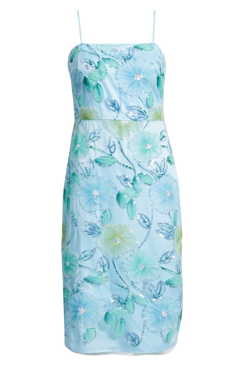 Sequin Floral Cocktail Midi Dress, Alternate, color, BLUE MULTI