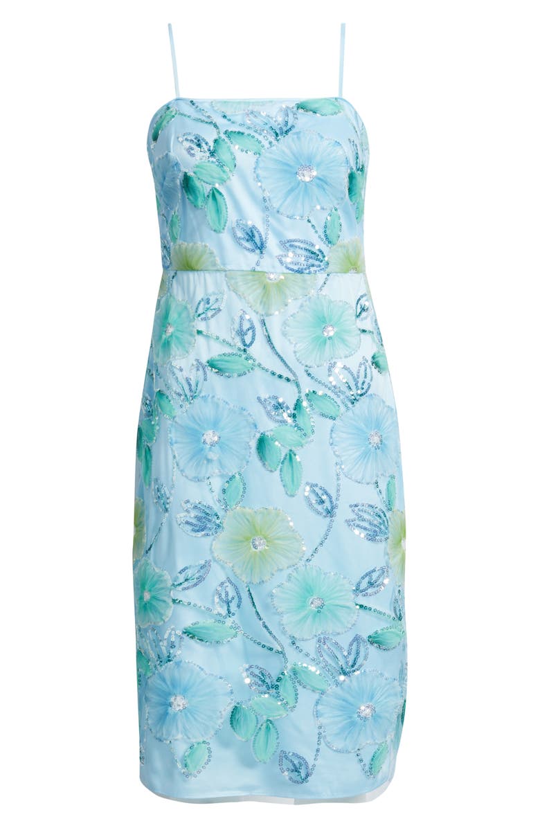 Eliza J Sequin Floral Cocktail Midi Dress, Main, color, 