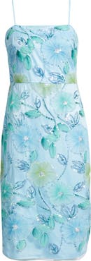 Eliza J Sequin Floral Cocktail Midi Dress