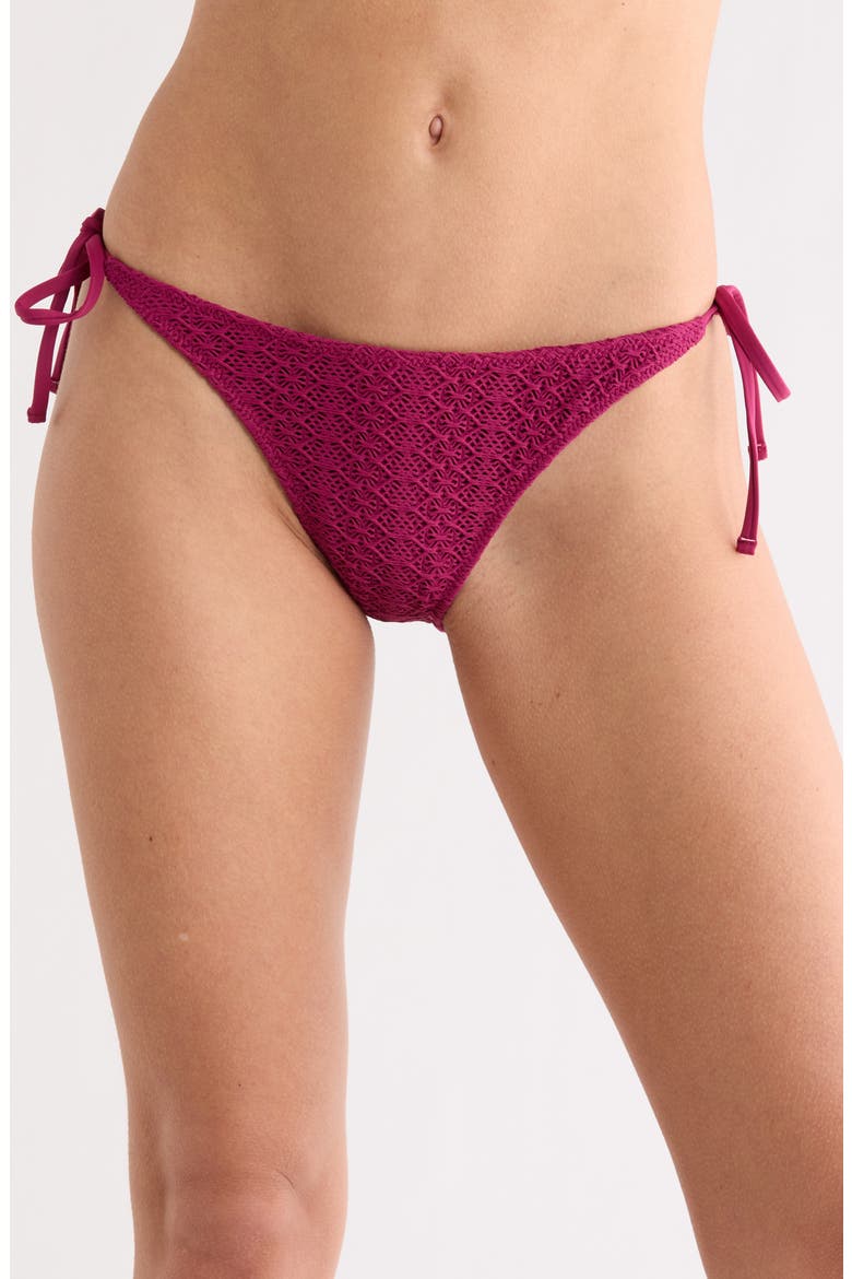 Open Stitch Side Tie Bikini Bottoms, Main, color, RASPBERRY