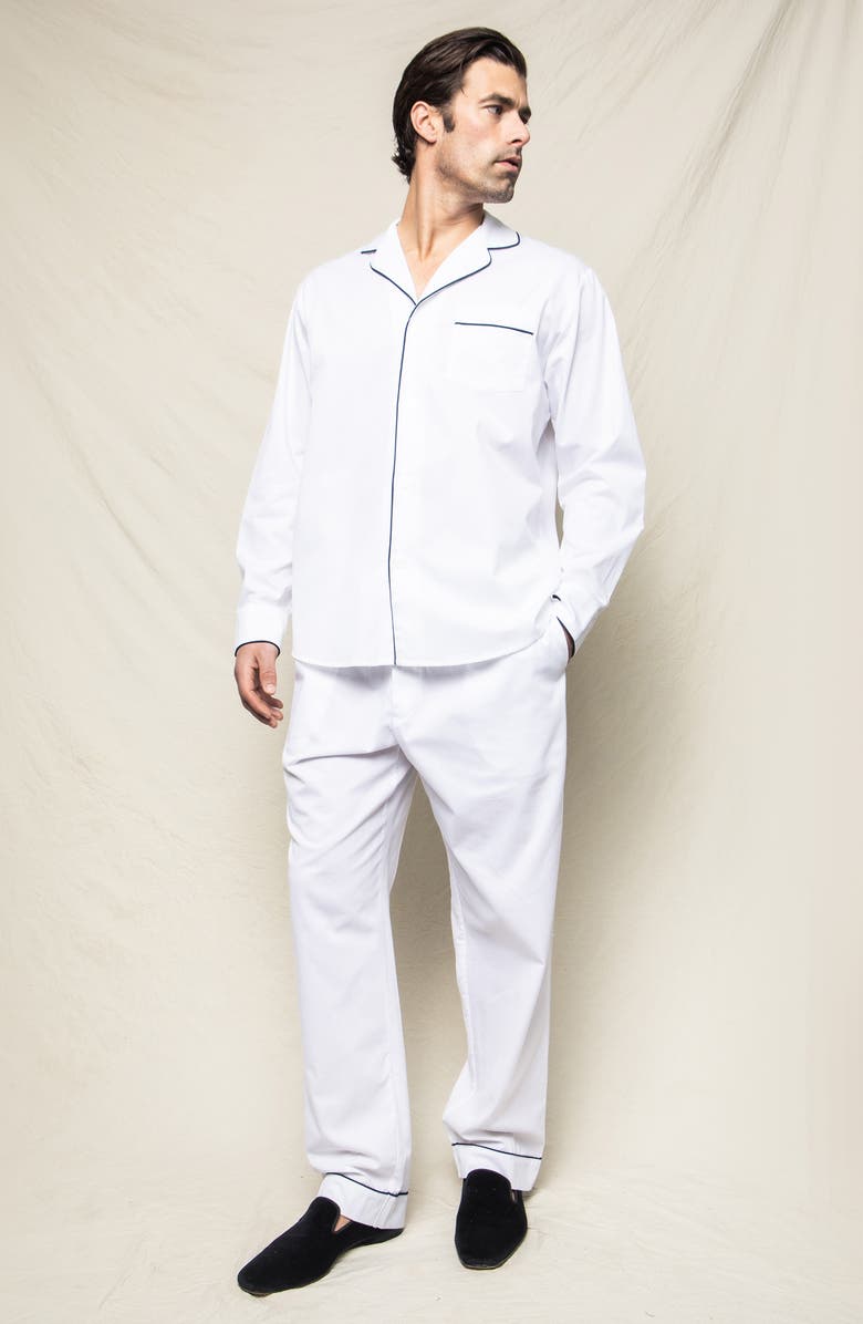 Petite Plume Contrast Piping Pajamas, Alternate, color, White