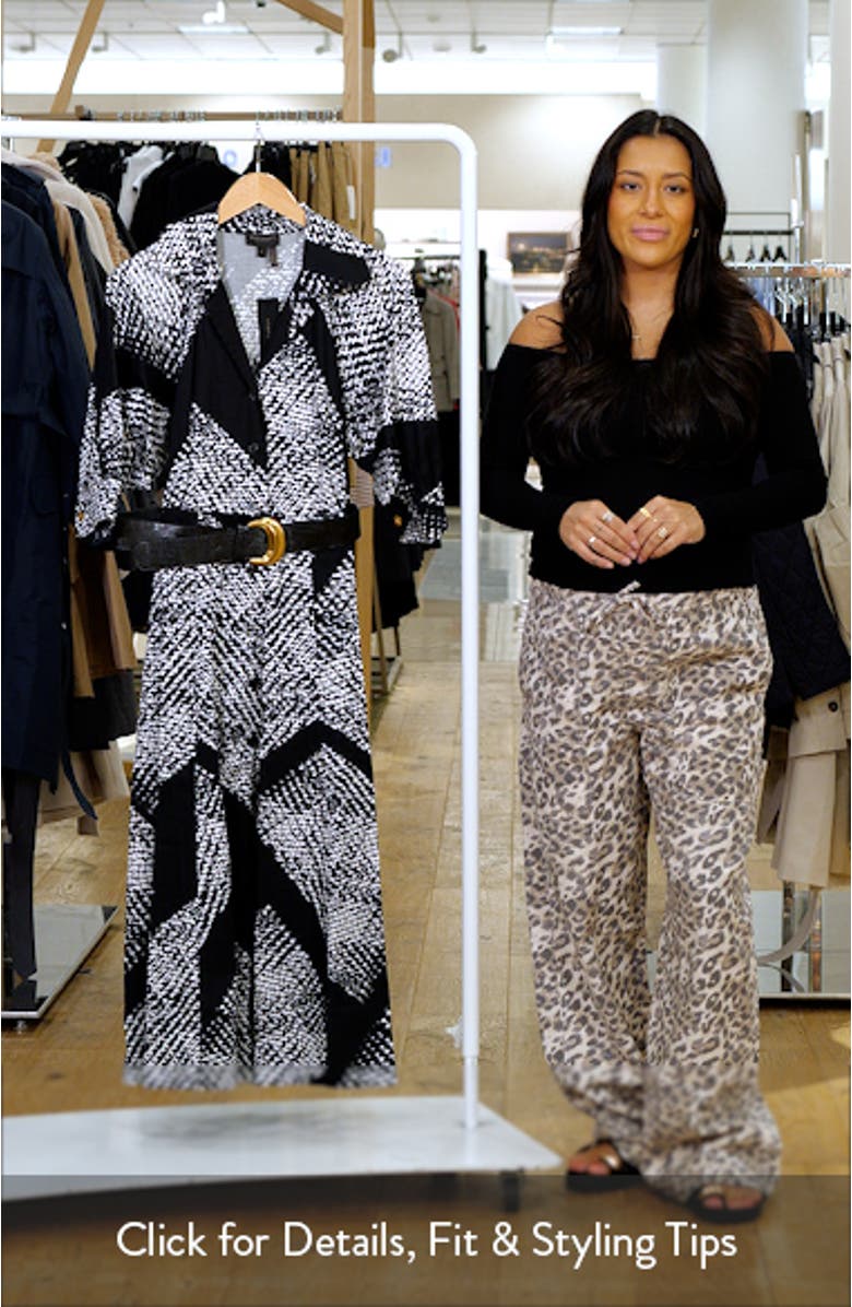 Abstract Houndstooth Check Belted Midi Shirtdress, sales video thumbnail