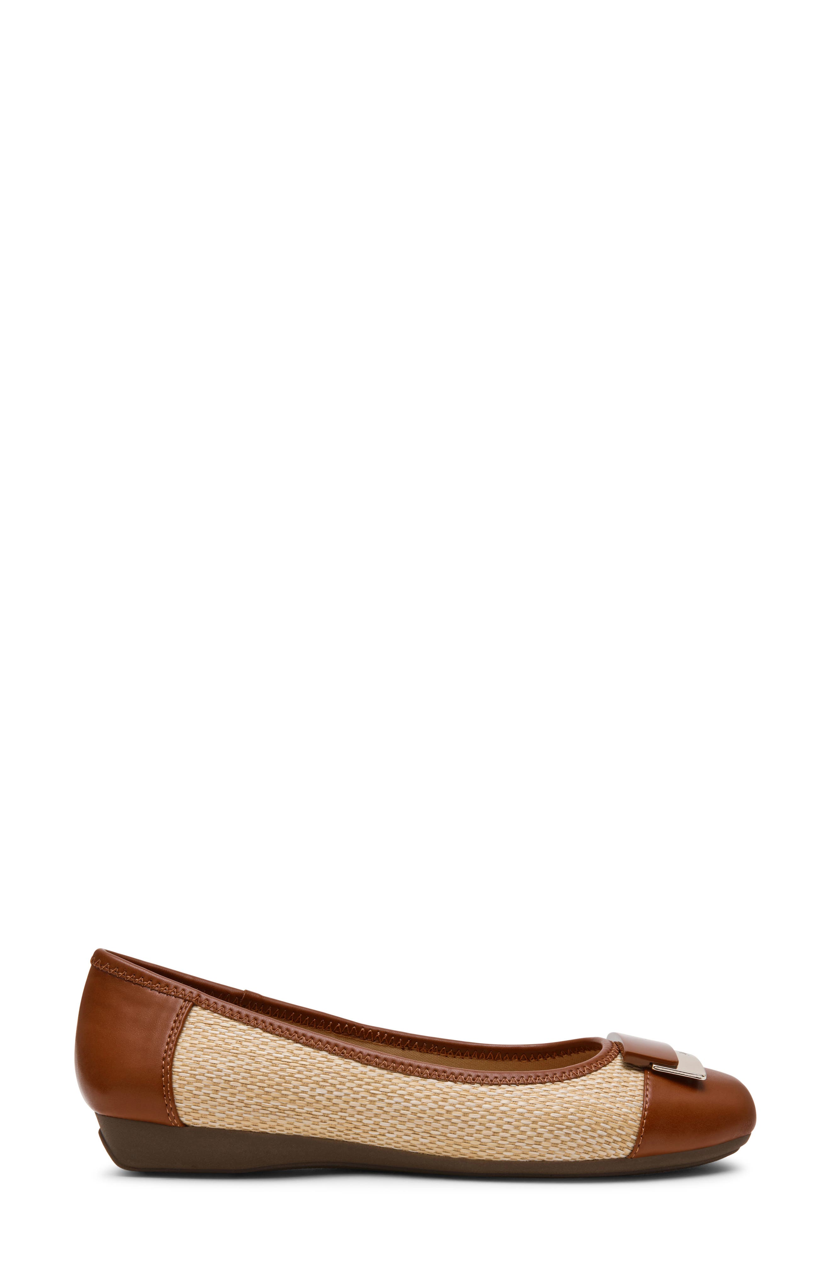 Akuna Cap Toe Flat, Alternate, color, NATURAL RAFFIA