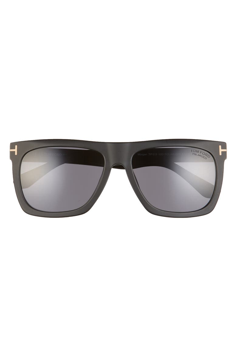 Morgan 57mm Polarized Sunglasses, Main, color, MATTE BLACK/ SMOKE