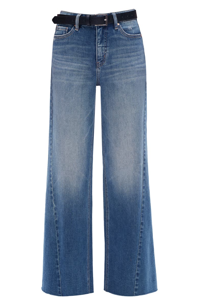 Bayeas High Waist Raw Hem Wide Leg Jeans, Alternate, color, Medium Blue