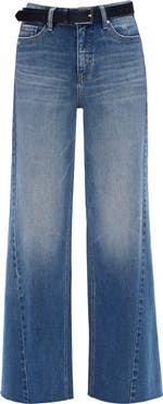 Bayeas High Waist Raw Hem Wide Leg Jeans