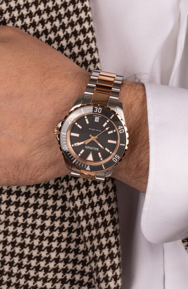 Balmain Ophrys Bracelet Watch, 42.5mm, Alternate, color, Black/ Two Tone