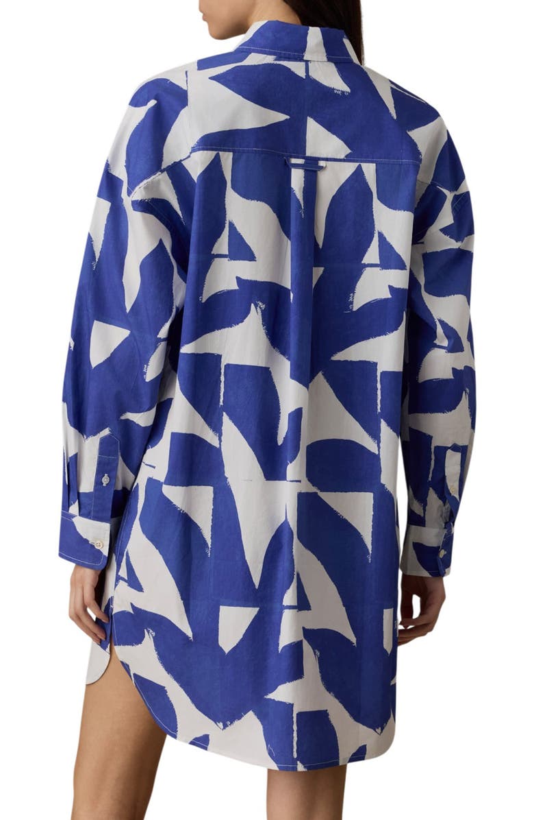 Faherty Kova Long Sleeve Cotton Poplin Shirtdress, Alternate, color, Summer Leaf