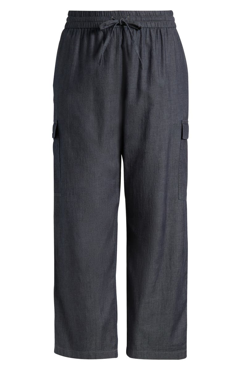 Eileen Fisher Straight Leg Organic Cotton Cargo Pants, Alternate, color, Denim