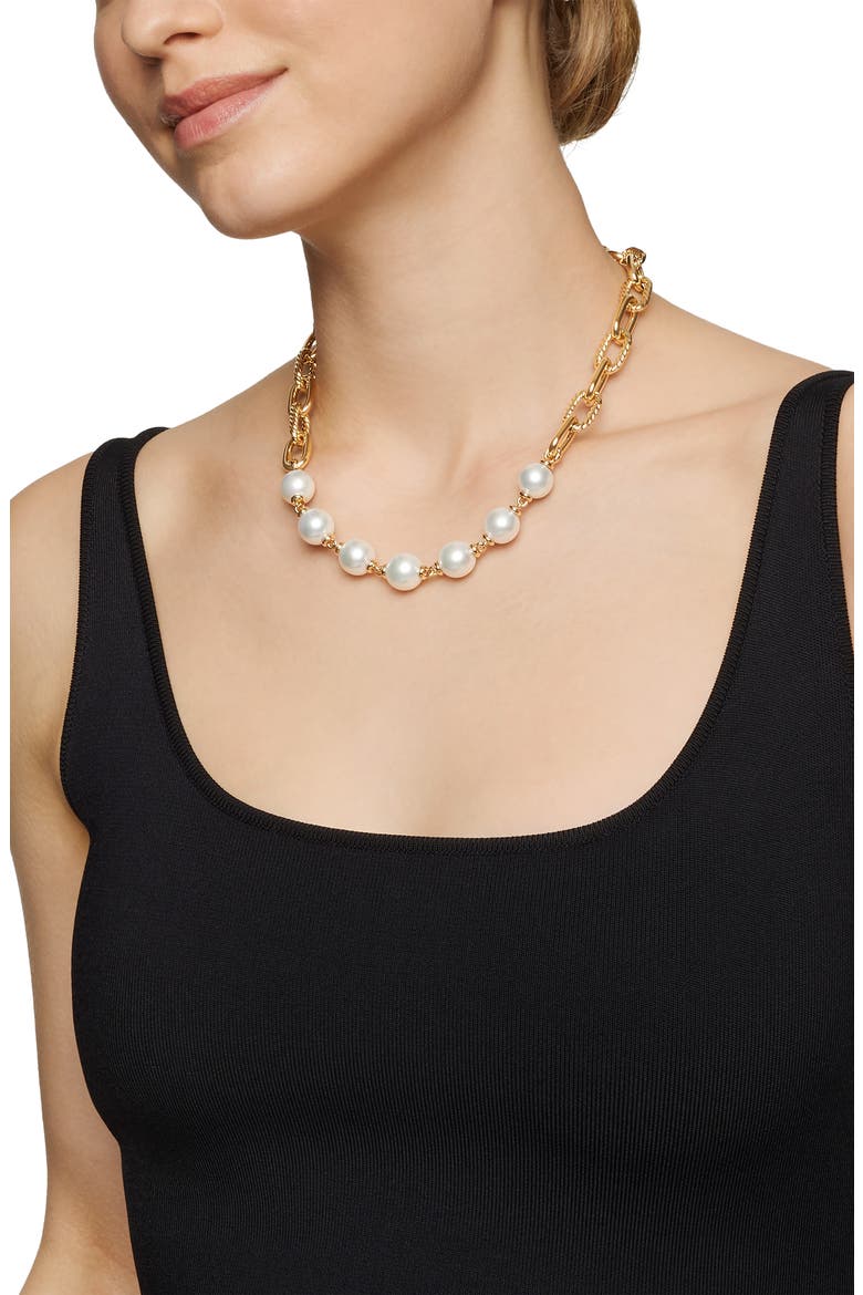 DY Madison® Pearl Chain Necklace in 18K Yellow Gold, Alternate, color, WHITE PEARL/ YELLOW GOLD