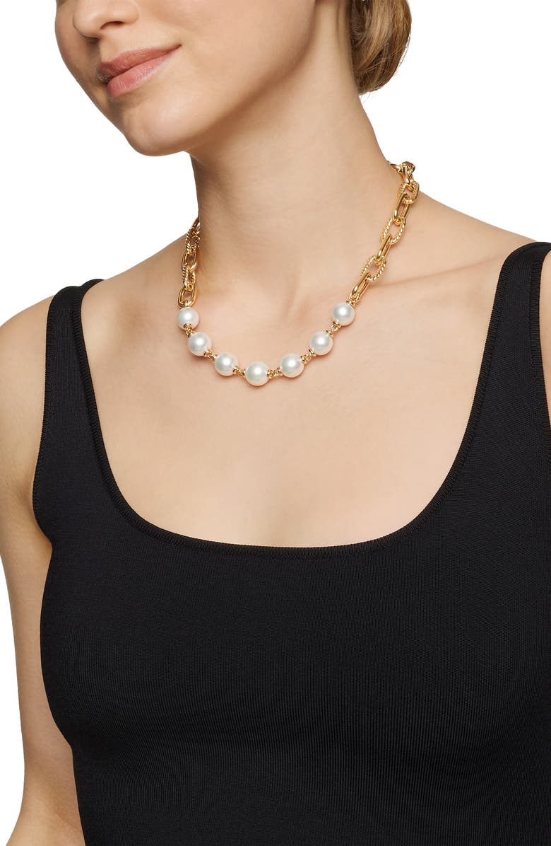 David Yurman DY Madison<sup>®</sup> Pearl Chain Necklace in 18K Yellow Gold, Alternate, color, White Pearl/ Yellow Gold