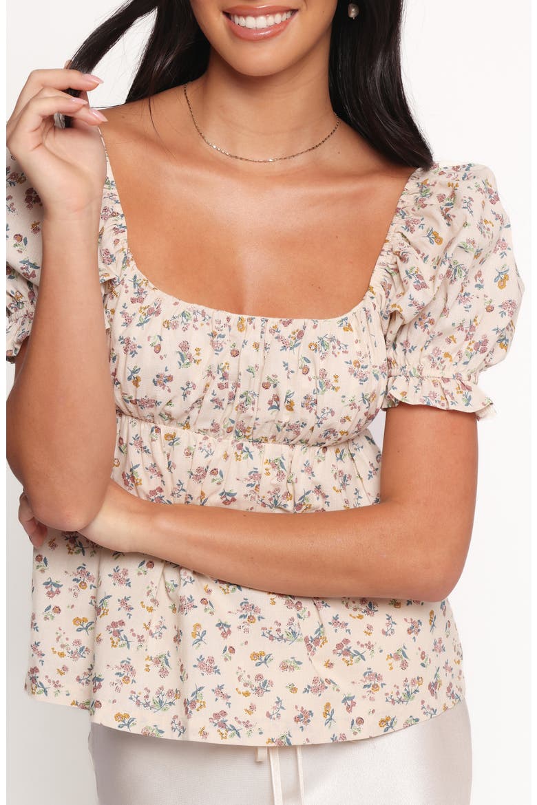 Rhiannon Floral Tie Back Babydoll Top, Alternate, color, CREAM MULTI FLORAL