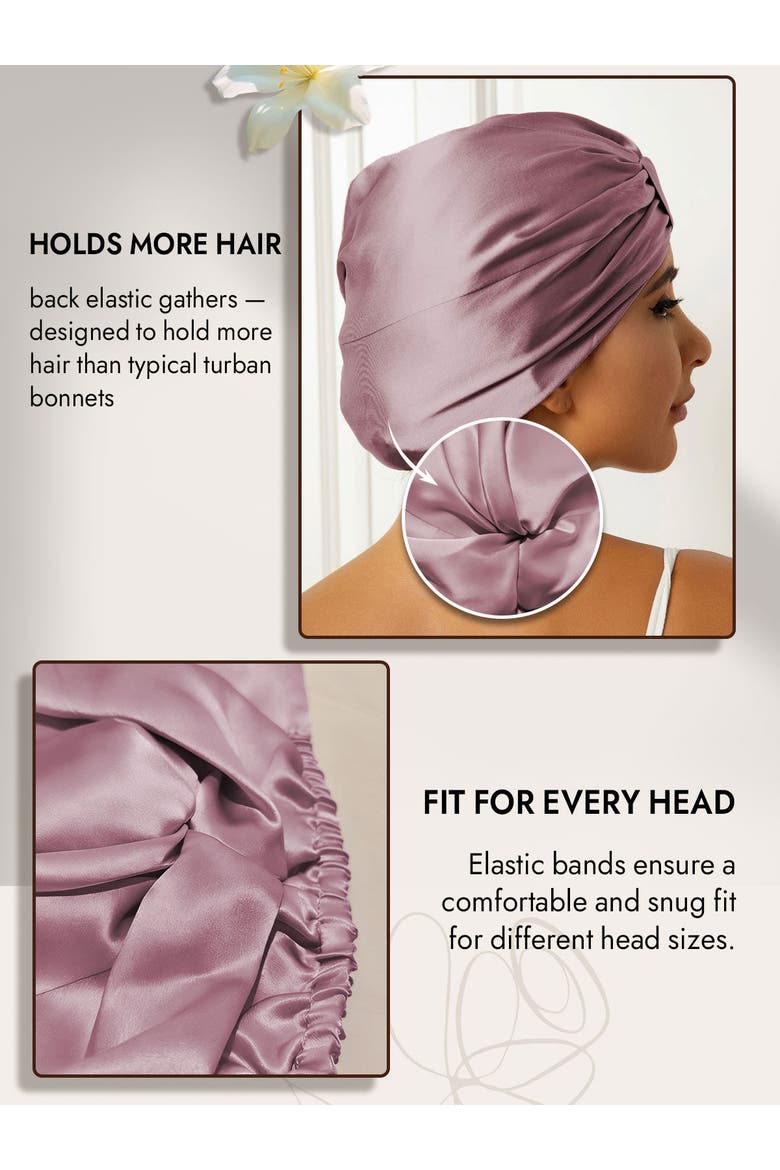 Pure Silk Double Layer Night Bonnet, Alternate, color, PaleMauve