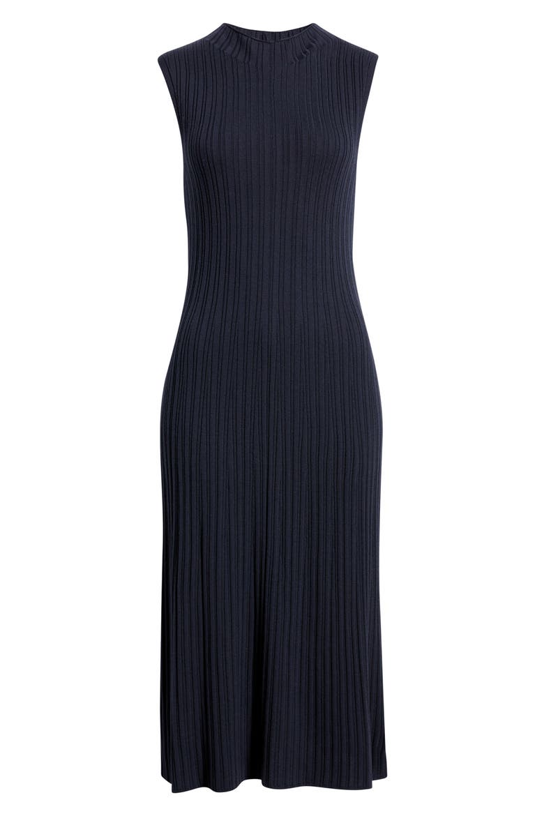 Regal Mock Neck Sleeveless Merino Wool Rib Dress, Alternate, color, NOCTURNE NAVY