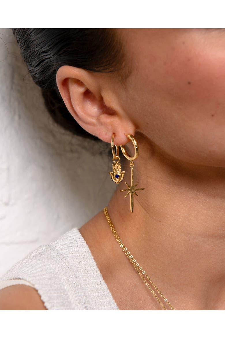 Northern Star Hoop Earrings, Alternate, color, Brass
