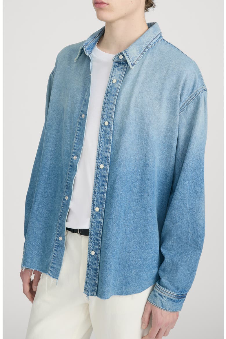 Relaxed Fit Distressed Denim Snap-Up Shirt, Alternate, color, SUNTRACE