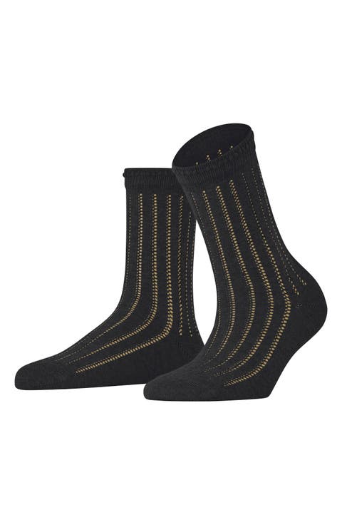 Eyelet Cotton Blend Crew Socks