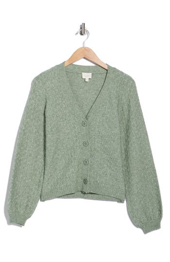 Cyrus Bow Cable Knit Cardigan In Green