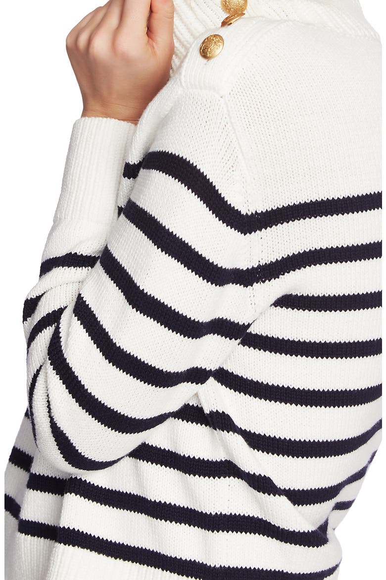 Stripe Mock Neck Sweater, Alternate, color, ANTIQUE WHITE