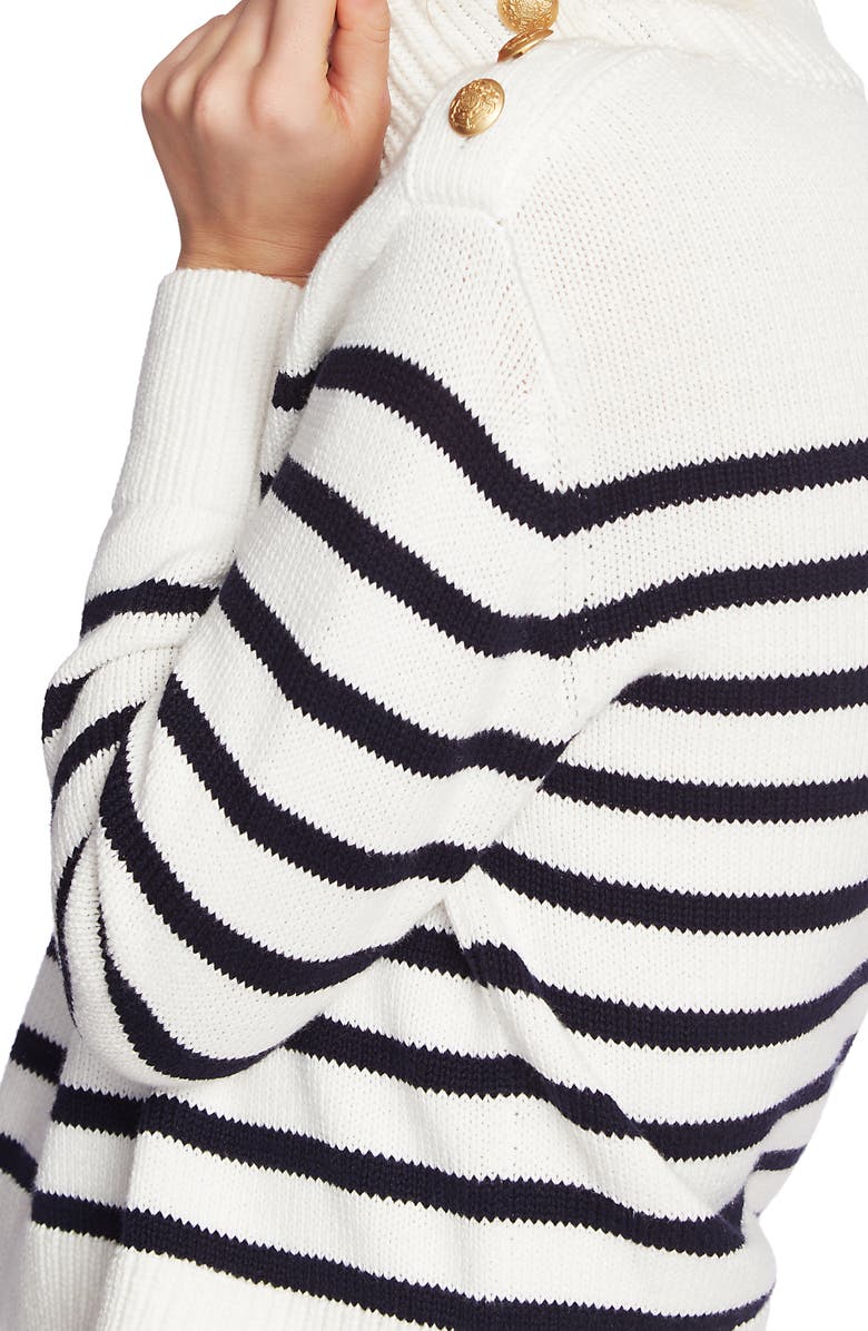 Court & Rowe Stripe Mock Neck Sweater, Alternate, color, Antique White