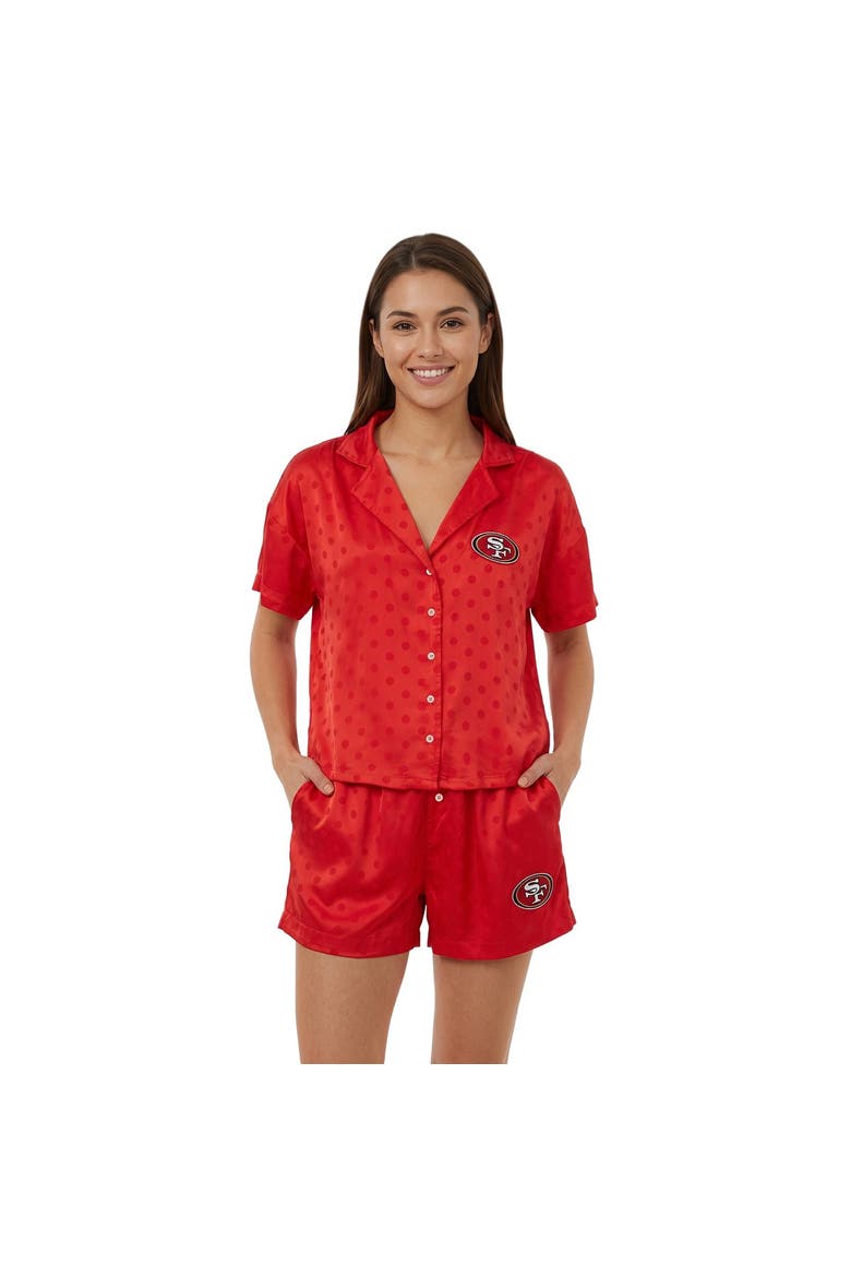Women's Concepts Sport  Scarlet San Francisco 49ers Wink Dot Satin Jacquard Sleep Set, Main, color, Scarlet