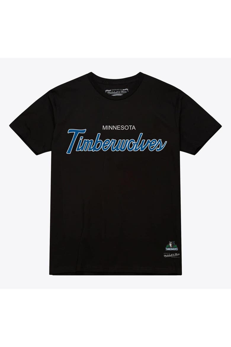 Men's Mitchell & Ness Black Minnesota Timberwolves Vintage Wordmark T-Shirt, Main, color, Black