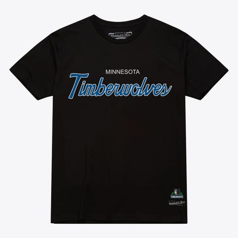Men's Mitchell & Ness Black Minnesota Timberwolves Vintage Wordmark T-Shirt