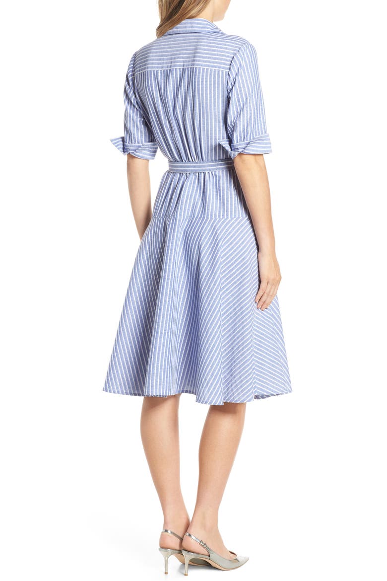 Stripe Belted Shirtdress, Alternate, color, DENIM