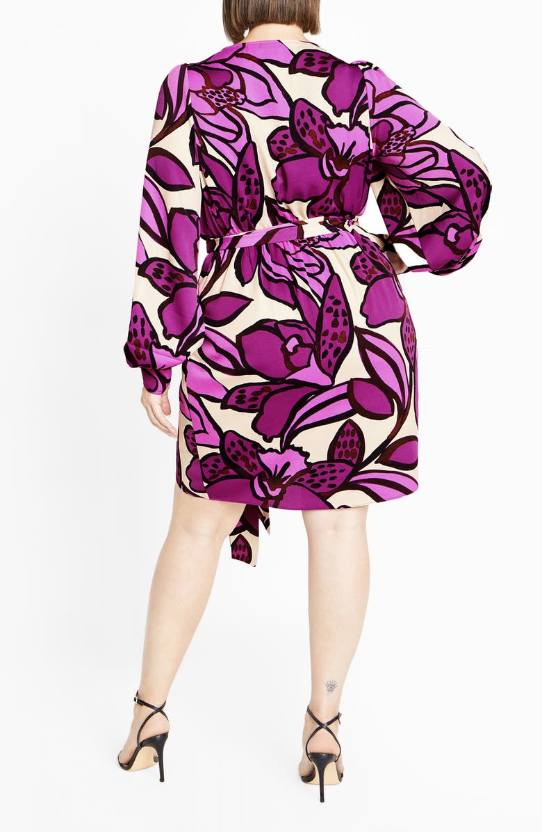 City Chic Amalia Floral Long Sleeve Faux Wrap Dress, Alternate, color, Print