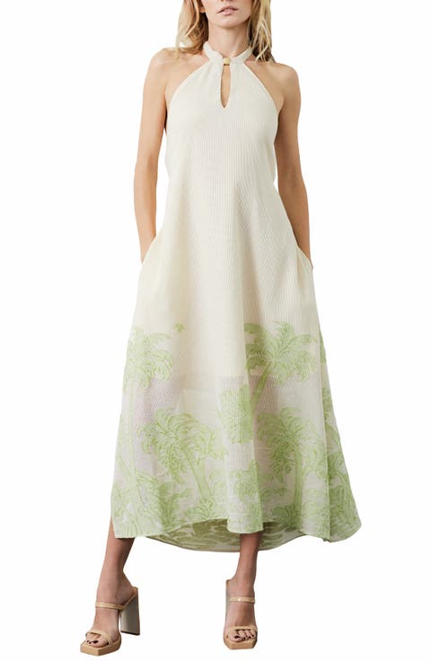 Nahara Print Halter Maxi Dress