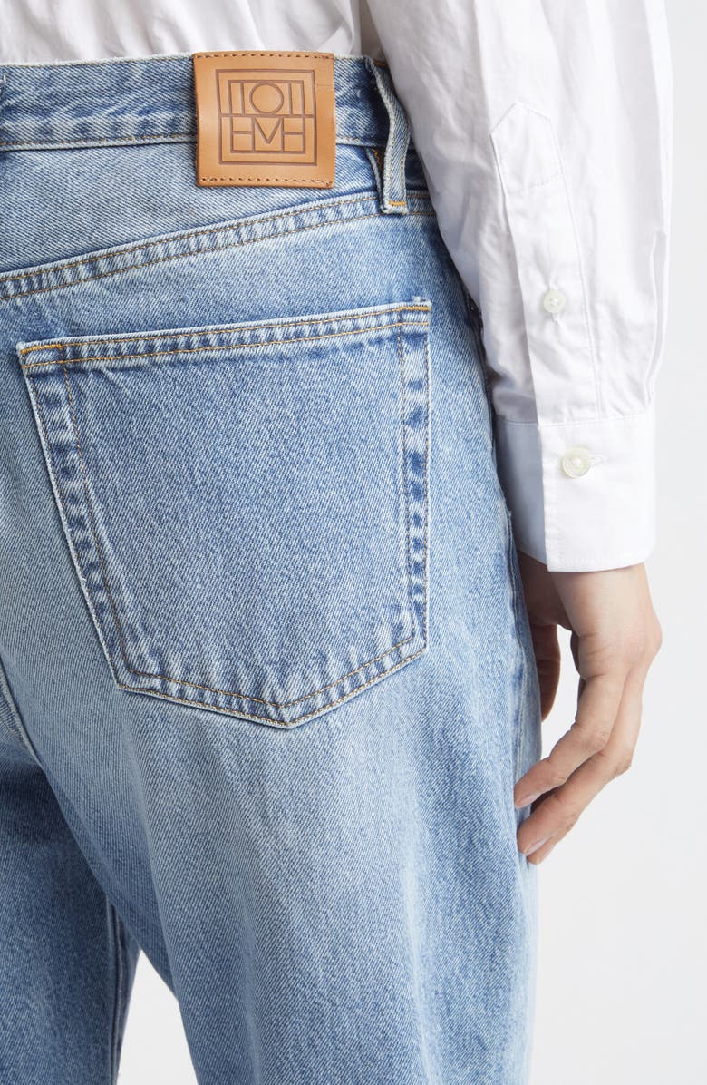 TOTEME Twisted Seam High Waist Straight Leg Jeans, Alternate, color, Worn Blue 485