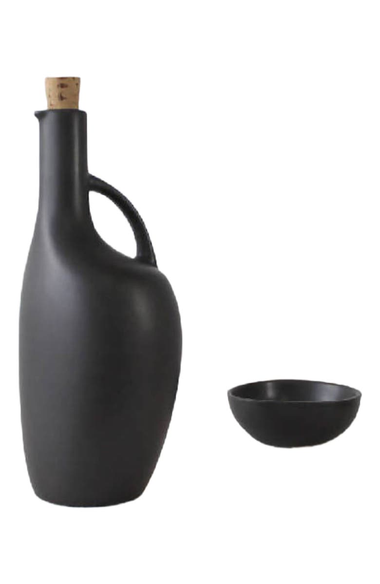 Gharyan Stoneware Olive Oil Bottle Canard, Alternate, color, Black