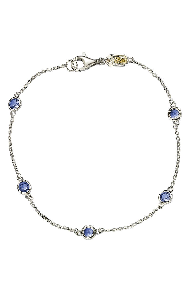 SUZY LEVIAN Sterling Silver Blue Sapphire 5-Stone Station Necklace, Alternate, color, Blue