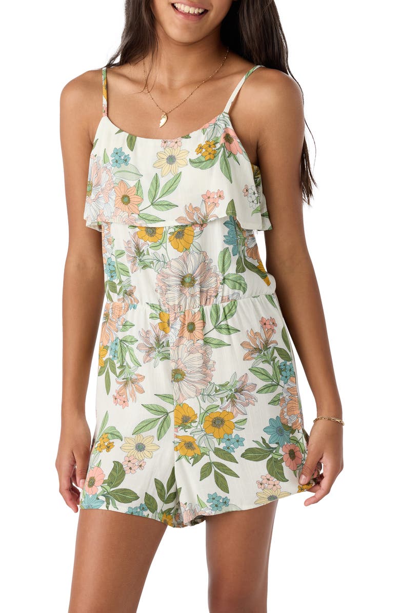 O'Neill Kids' Farrin Ruffle Mini Cover-Up Romper, Alternate, color, 