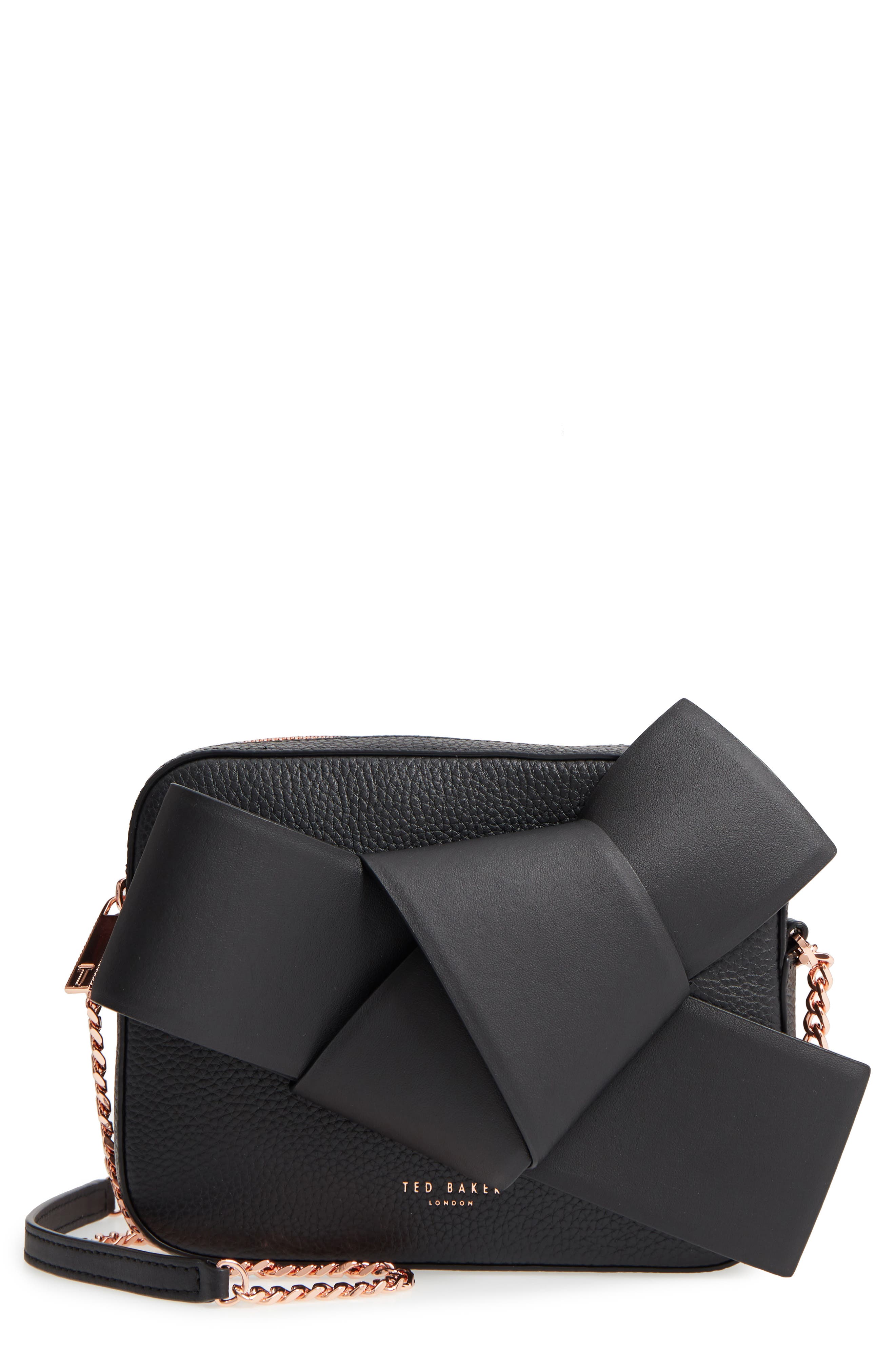 Giant Knot Leather Camera Bag, Main, color, BLACK
