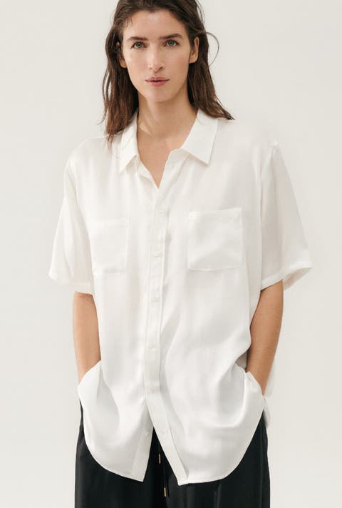 SHORT SLEEVE BOYFRIEND SHIRT WHITE